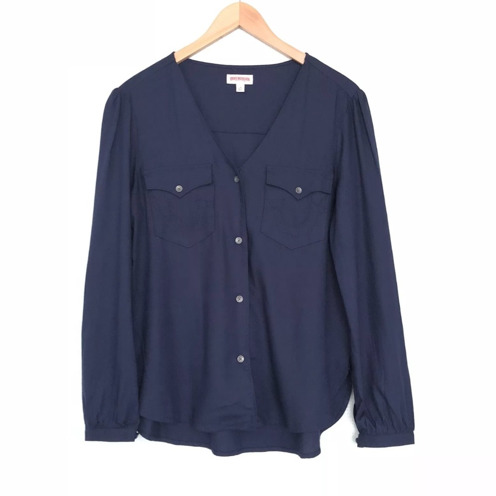 True Religion Western Button Front Shirt V-Neck